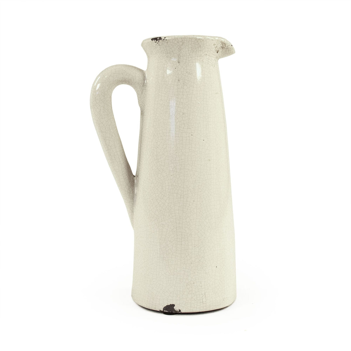Distressed Crackle White Pitcher (015658 A369) by Zentique