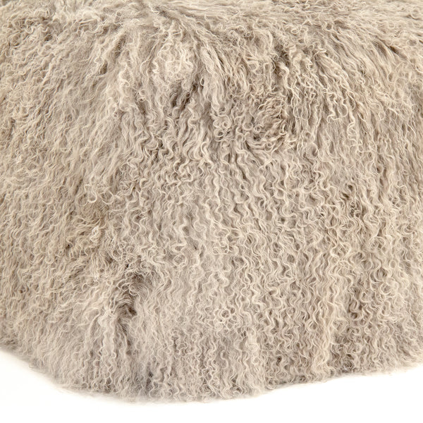 Tibetan Light Grey Lamb Fur Pillow by Zentique