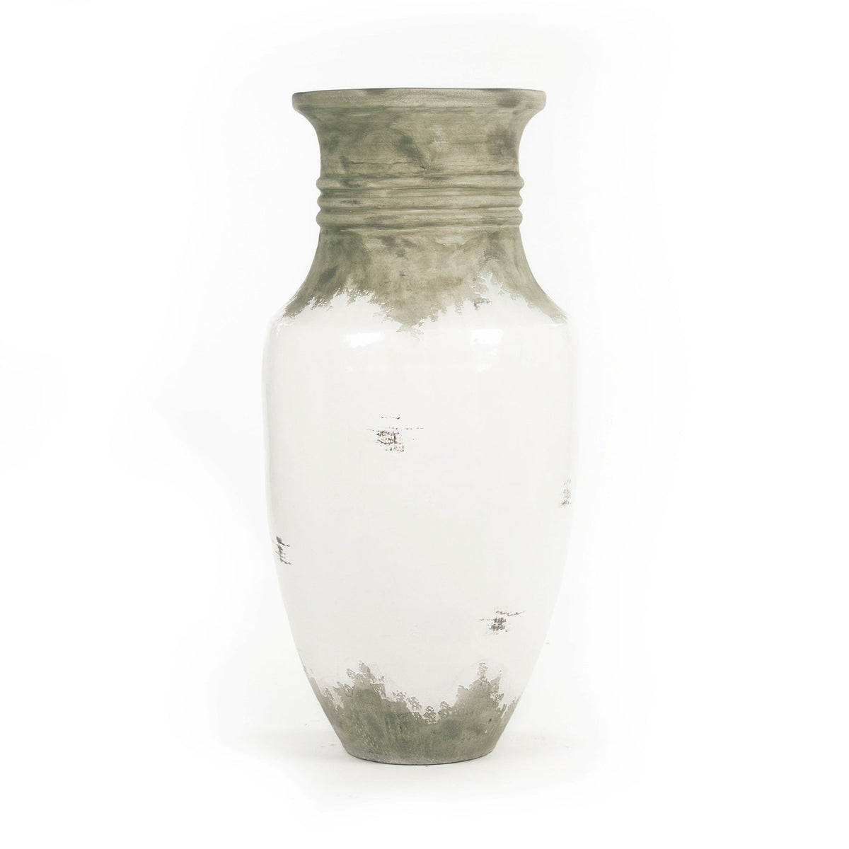Distressed Off-White Large Vase (14A109) by Zentique
