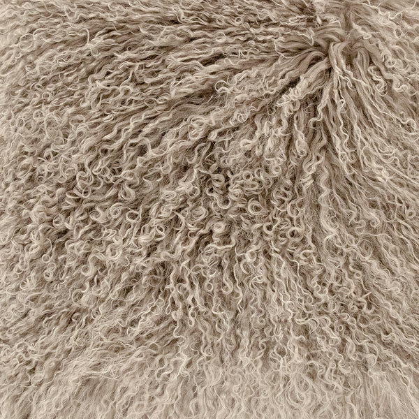 Tibetan Light Grey Lamb Fur Pouf by Zentique