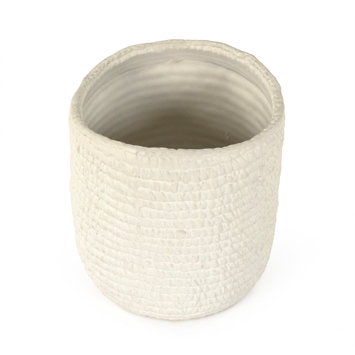 White Cross Weave Vase Small by Zentique