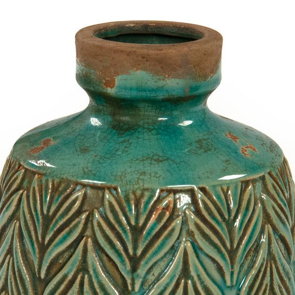Distressed Green Pattern Vase Small by Zentique