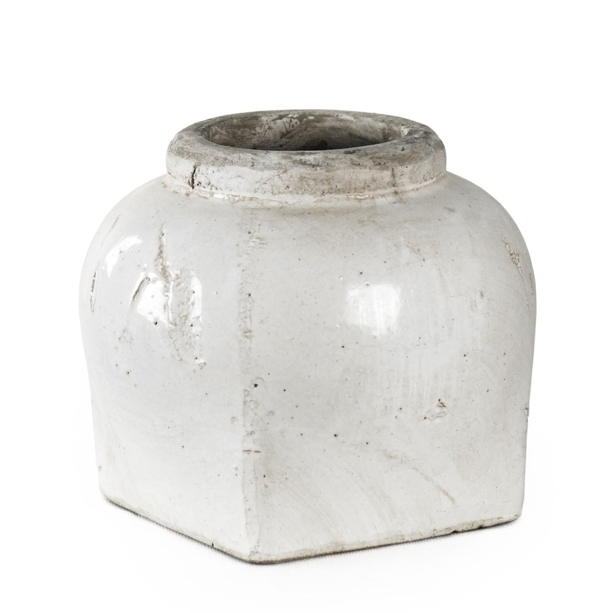 Partially Glazed Off-White Jar (4982L A25A) by Zentique