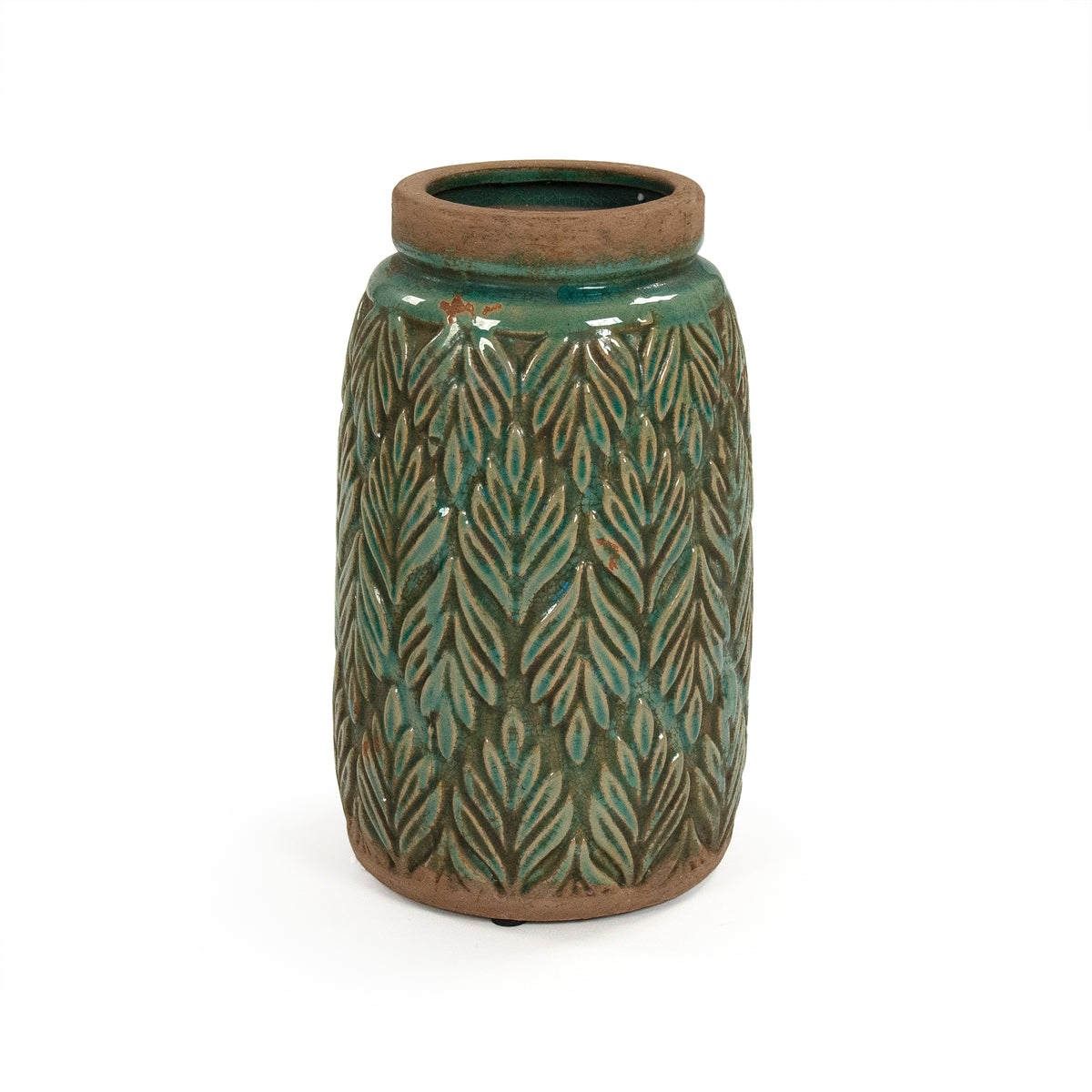 Distressed Green Pattern Vase Large by Zentique