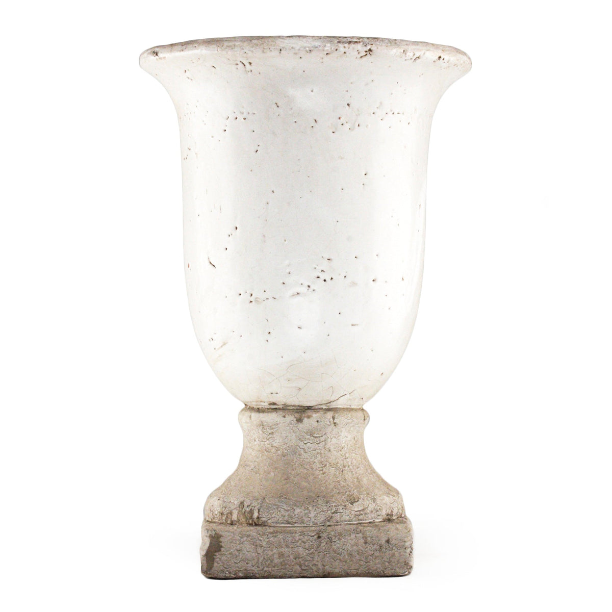 Distressed Grey Wash Hurricane Pottery (5624M) by Zentique