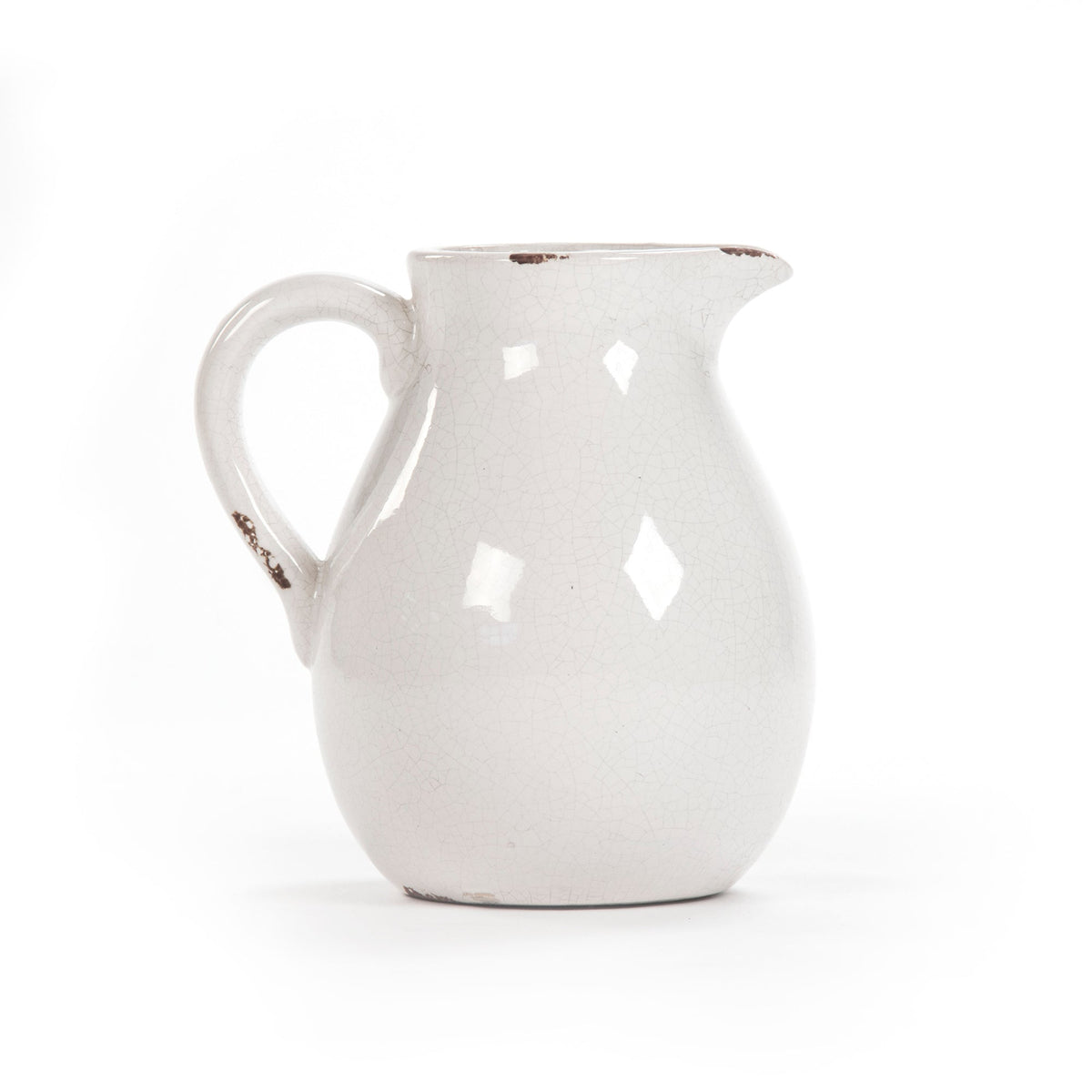 Distressed Crackle White Pitcher (6728L A369) by Zentique