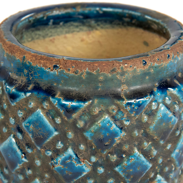Distressed Blue Diamond Vase Large by Zentique