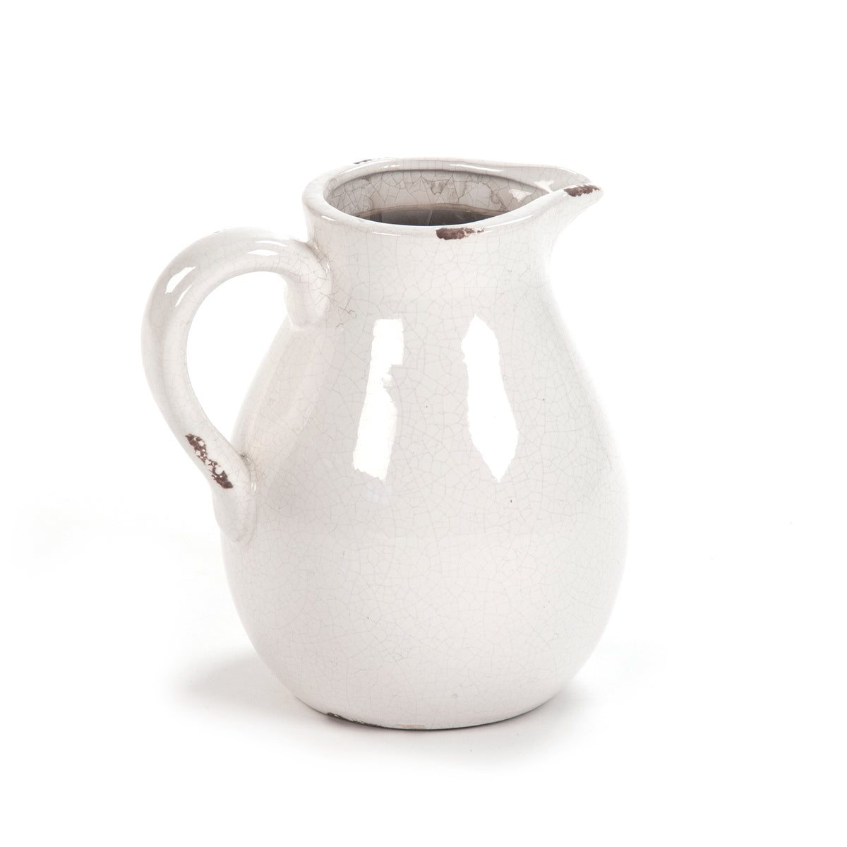 Distressed Crackle White Pitcher (6728L A369) by Zentique