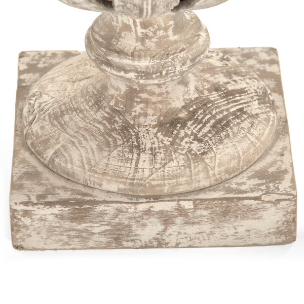 Lea Wooden Finial Urn (Antique White) by Zentique