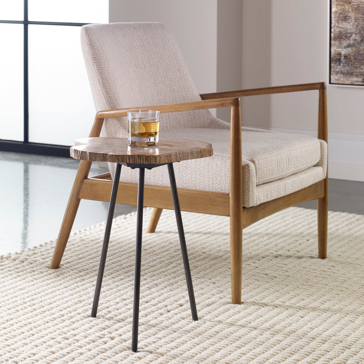 Uttermost Mircea Petrified Wood Accent Table