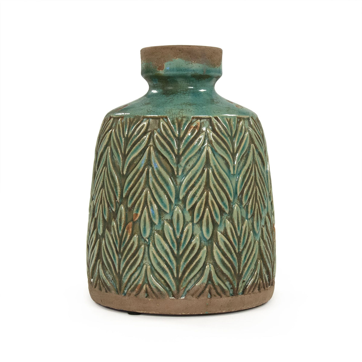 Distressed Green Pattern Vase Small by Zentique