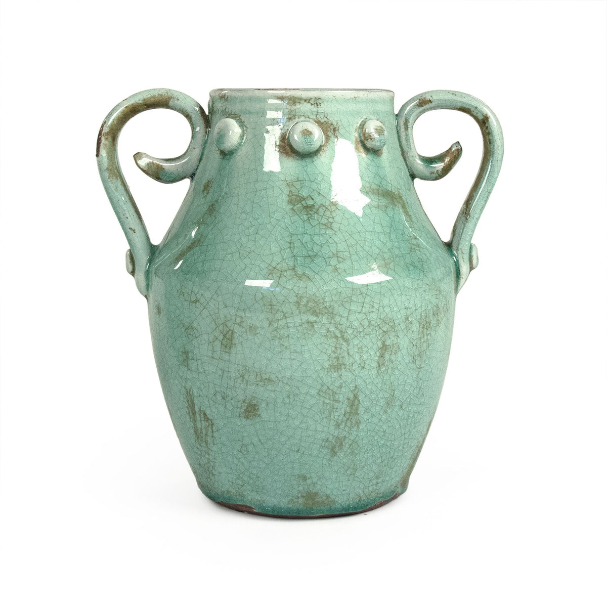 Distressed Turquoise Vase Small by Zentique