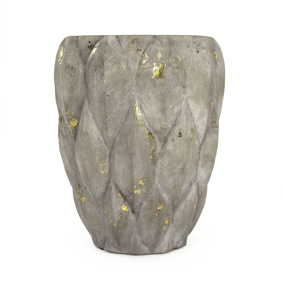 Grey and Distressed Gold Leaf Vase Large by Zentique
