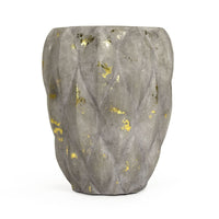 Grey and Distressed Gold Leaf Vase Small by Zentique