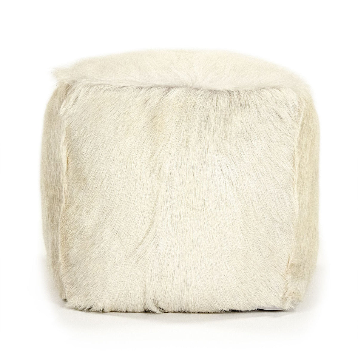 Tibetan Ivory Goat Fur Pouf by Zentique