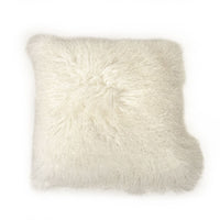Tibetan White Lamb Fur Pouf by Zentique