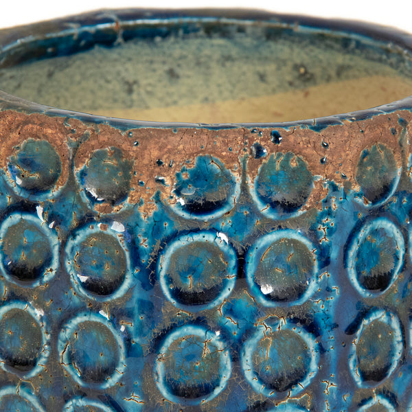 Distressed Blue Dotted Vase Small by Zentique