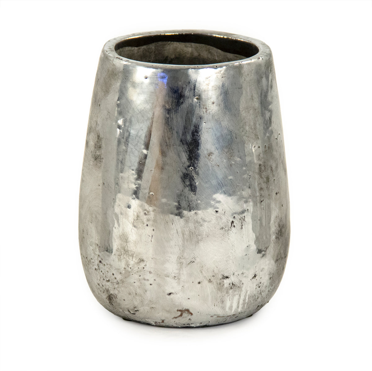Distressed Metallic Silver Vase (9344L A840) by Zentique