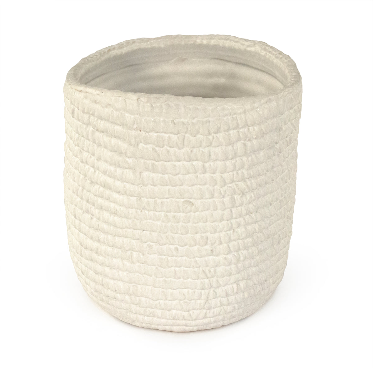 White Cross Weave Vase Small by Zentique