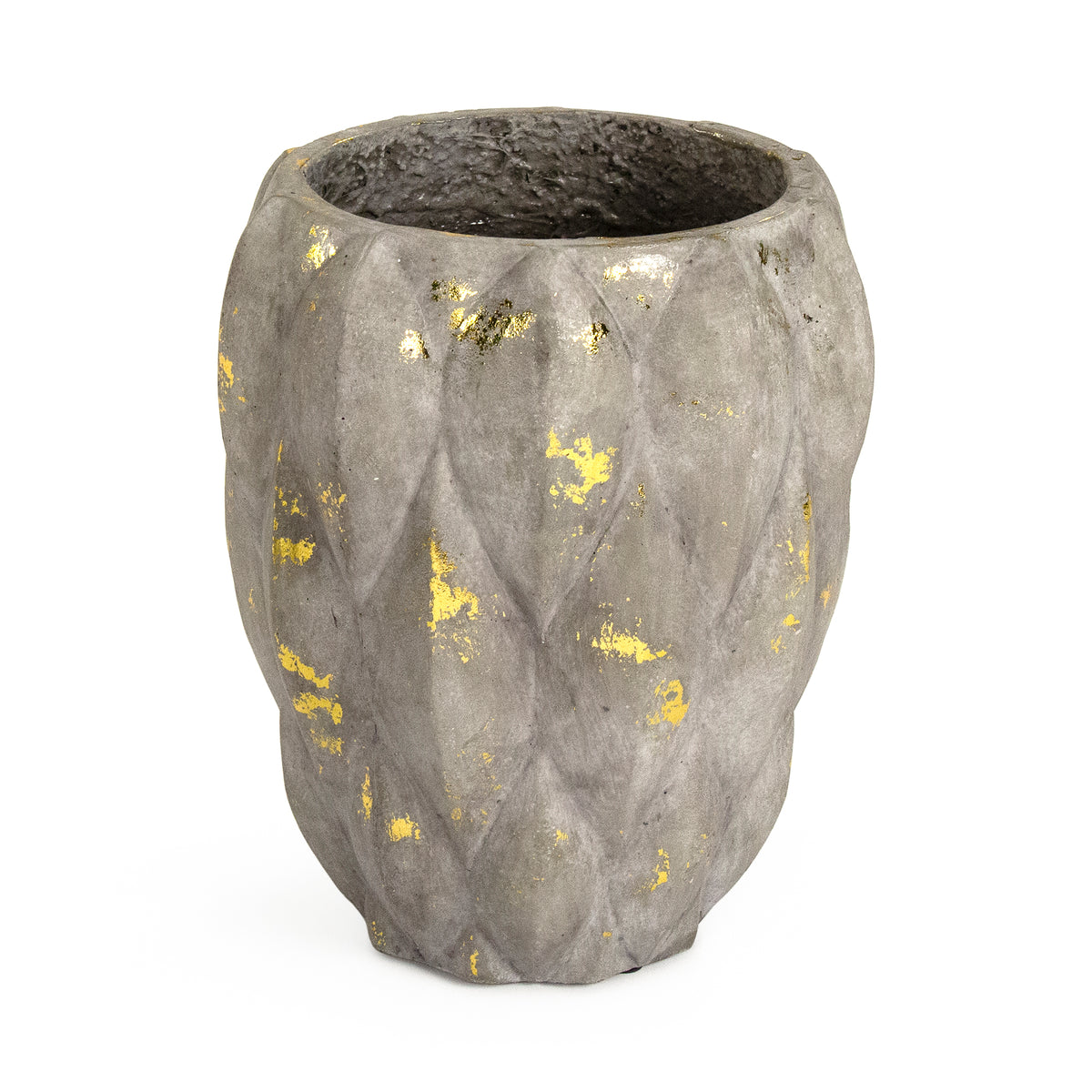 Grey and Distressed Gold Leaf Vase Small by Zentique