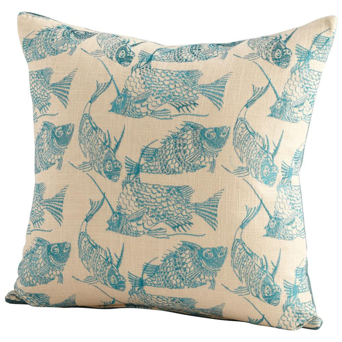 Cyan Design Angler Pillow Turquoise & White