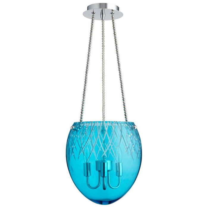 Cyan Design Etched Pendant 3-Light Blue