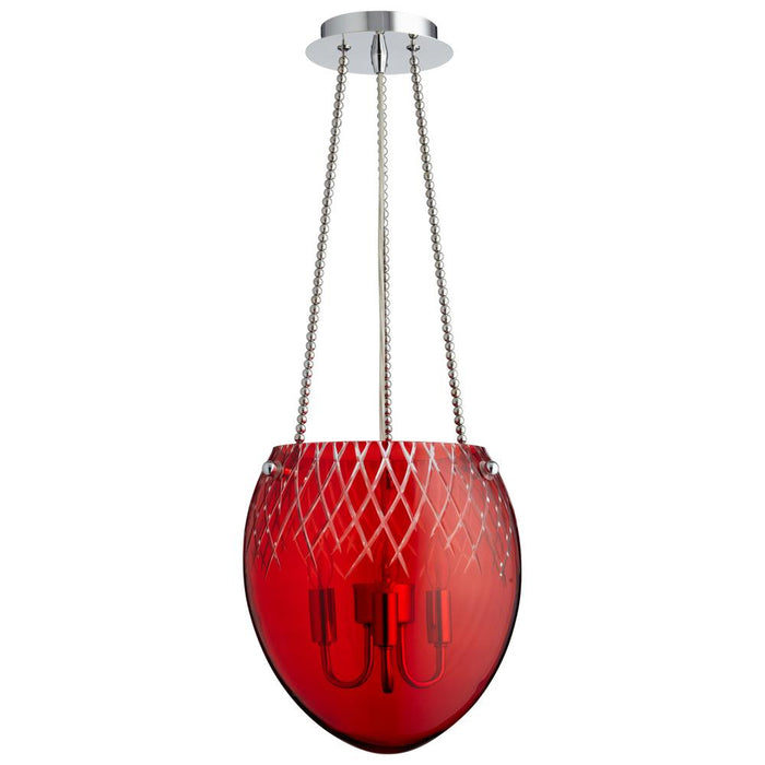 Cyan Design Etched Pendant 3-Light Red