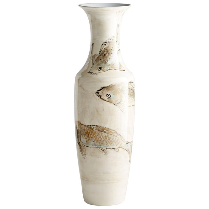 Cyan Design Playing Koi Vase Tan And Ivory