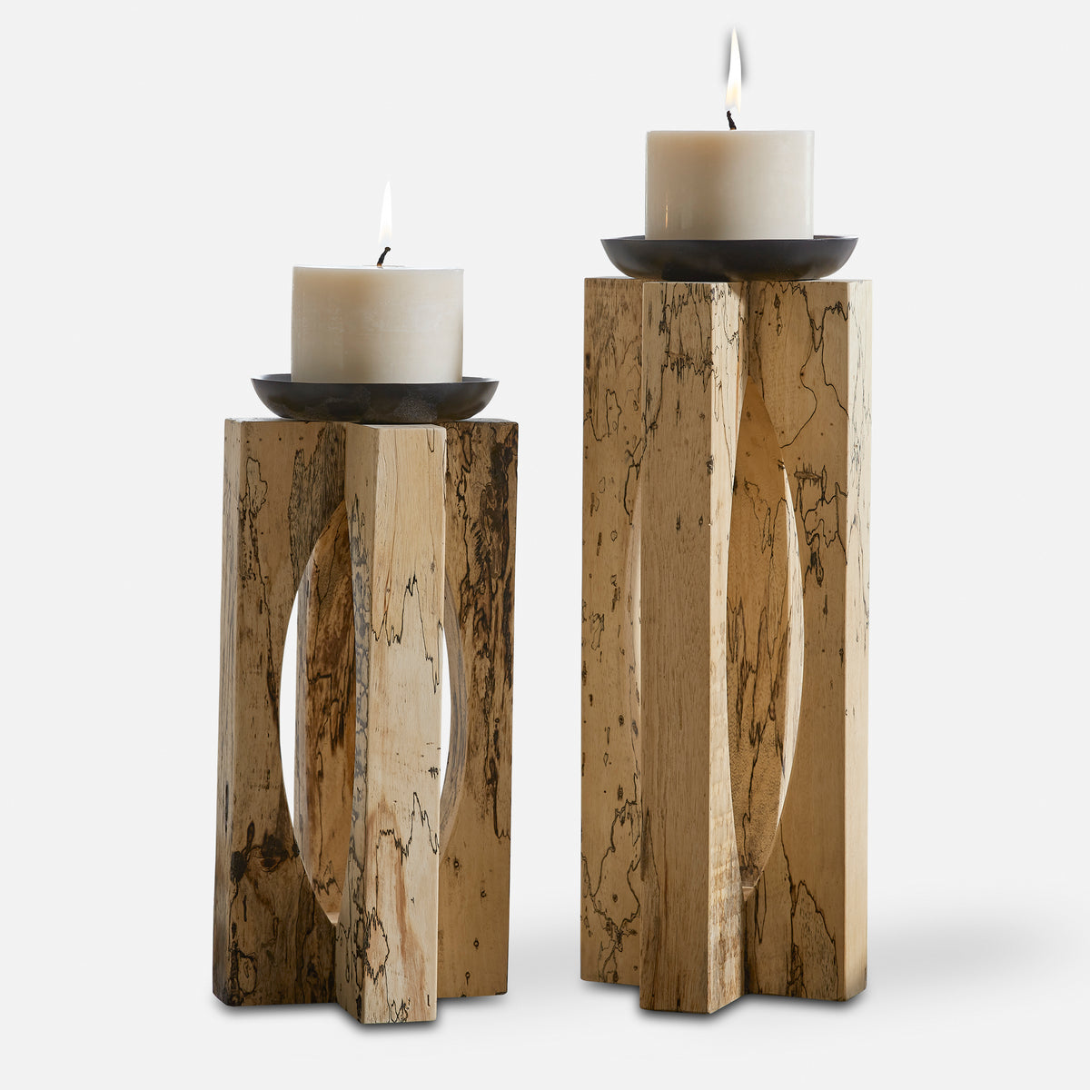 Uttermost Ilva Wood Candleholders Set/2