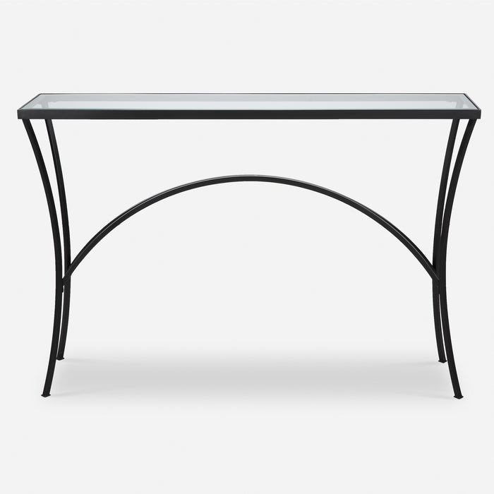 Uttermost Alayna Black Metal & Glass Console Table