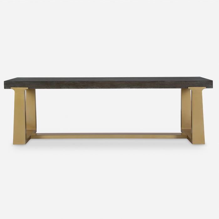 Uttermost Voyage Brass And Wood Bench