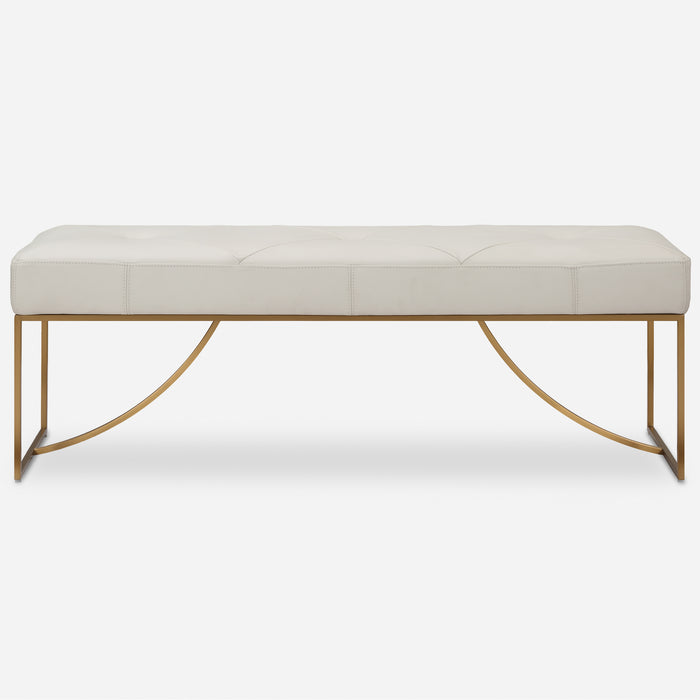 Uttermost Swale Ivory Leather Bench