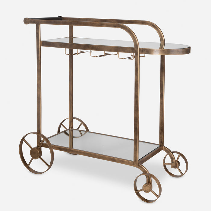 Uttermost Carrinho Antique Brass Bar Cart