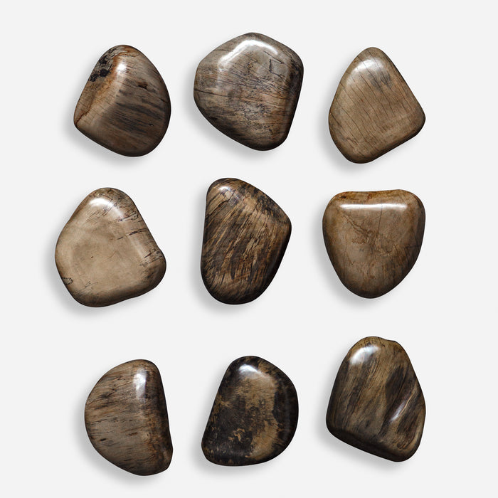 Uttermost Pebbles Walnut Wood Wall Decor, S/9