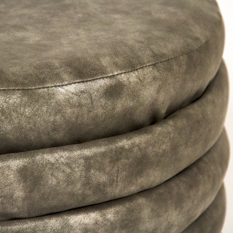 Distressed Grey PU Ottoman by Zentique