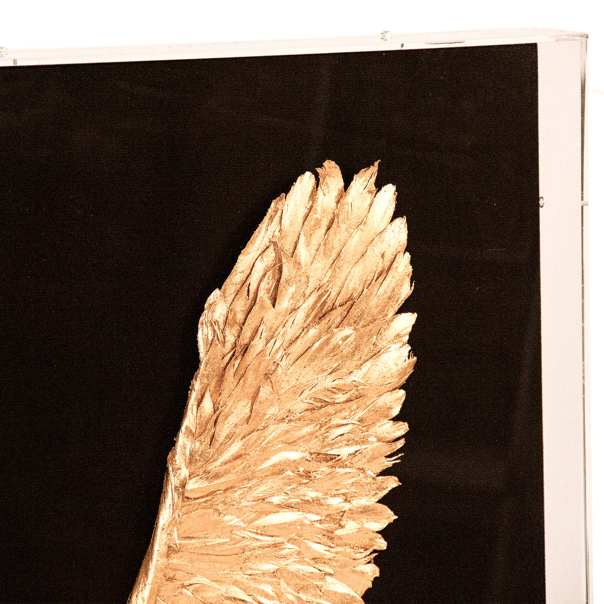 Abstract Gold Leaf Feather Bird Wall Art by Zentique