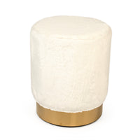 White Faux Fur Stool by Zentique