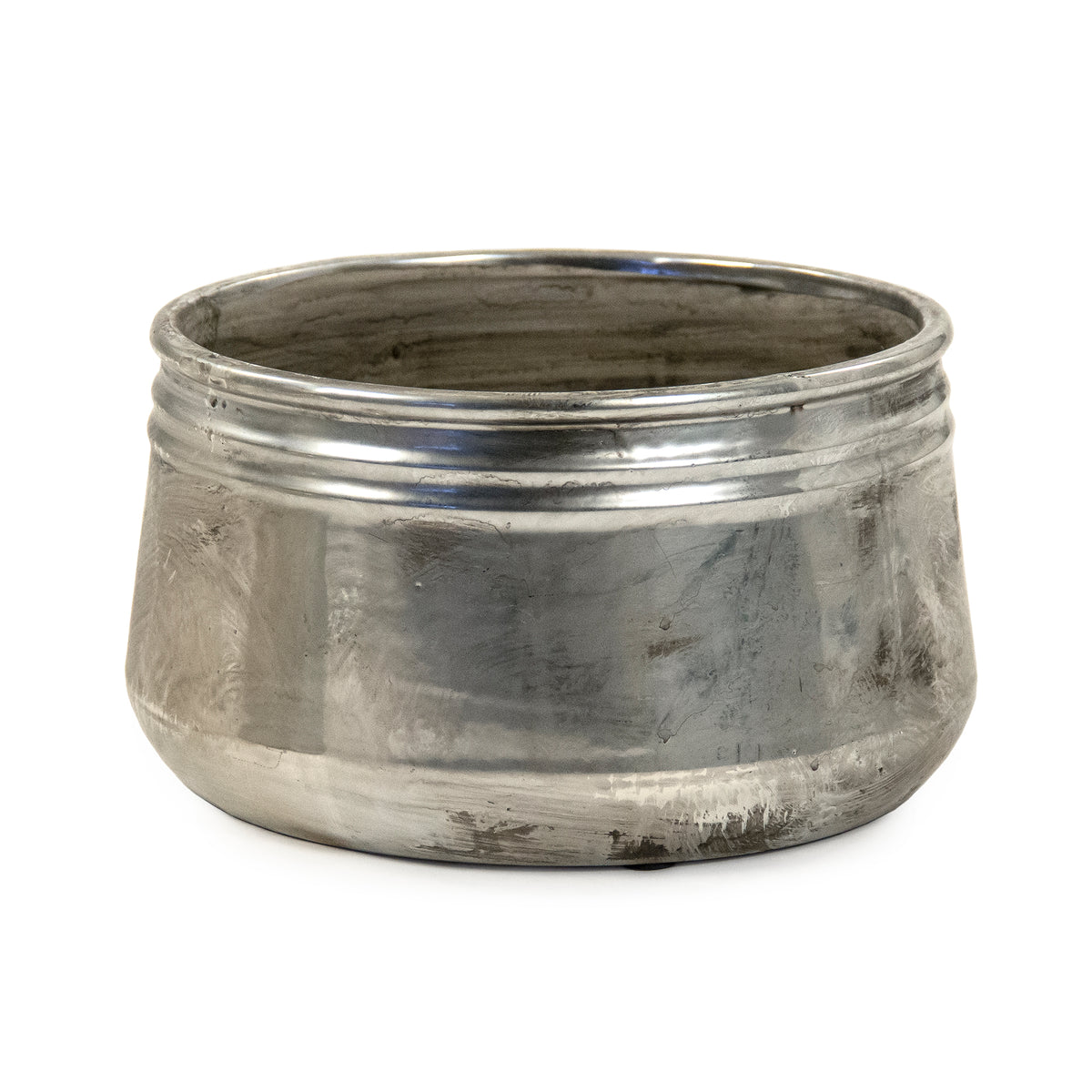 Distressed Metallic Silver Bowl (10041L A840) by Zentique