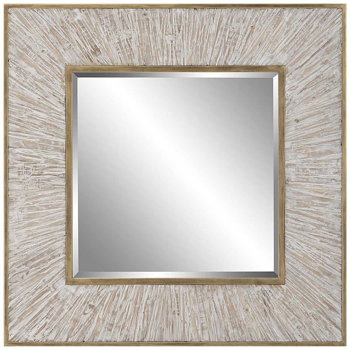 Uttermost Wharton Whitewashed Square Mirror