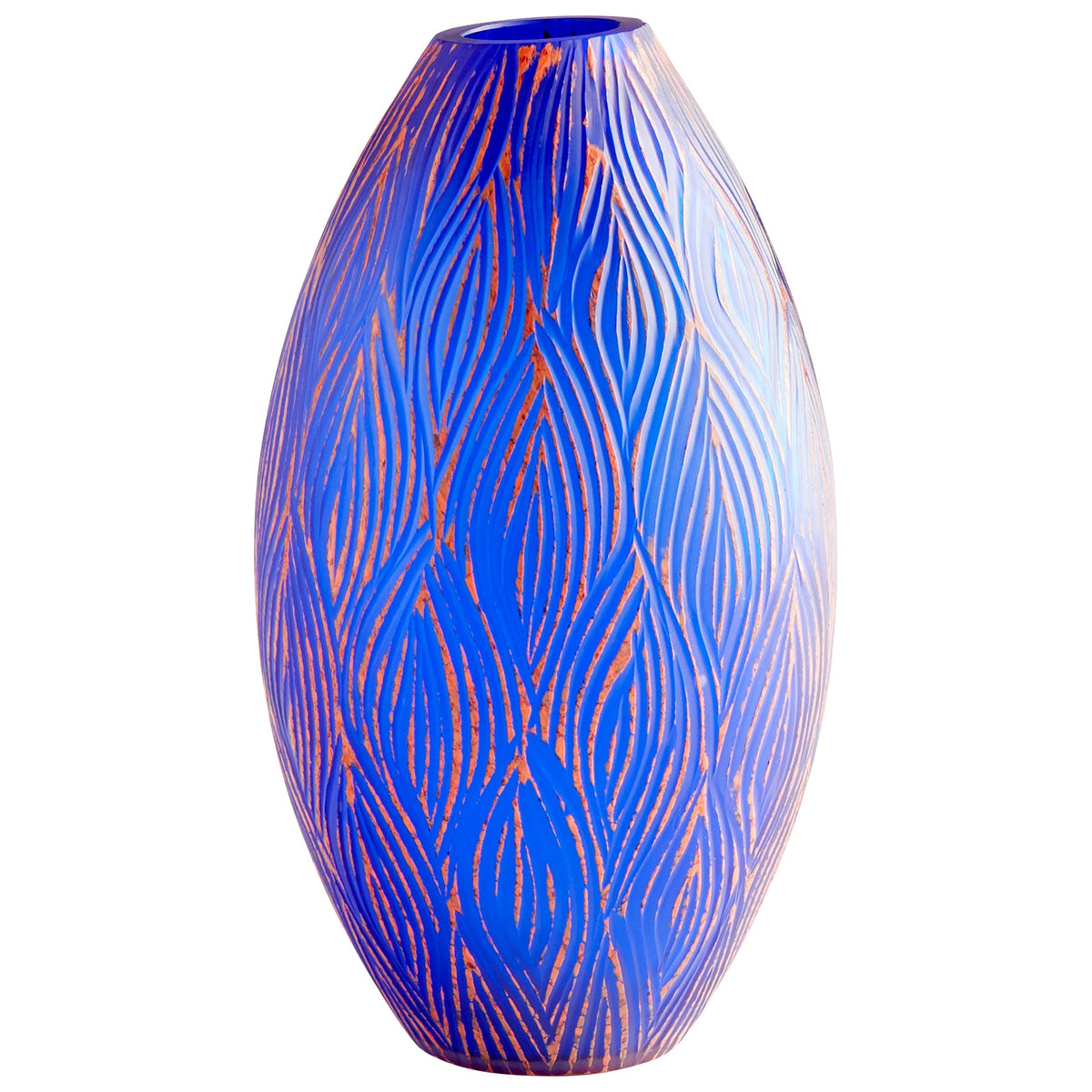 Fused Groove Vase|Blue-SM by Cyan