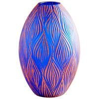 Fused Groove Vase|Blue-LG by Cyan