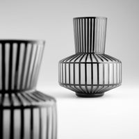 Lined Up Vase|Black-MD by Cyan