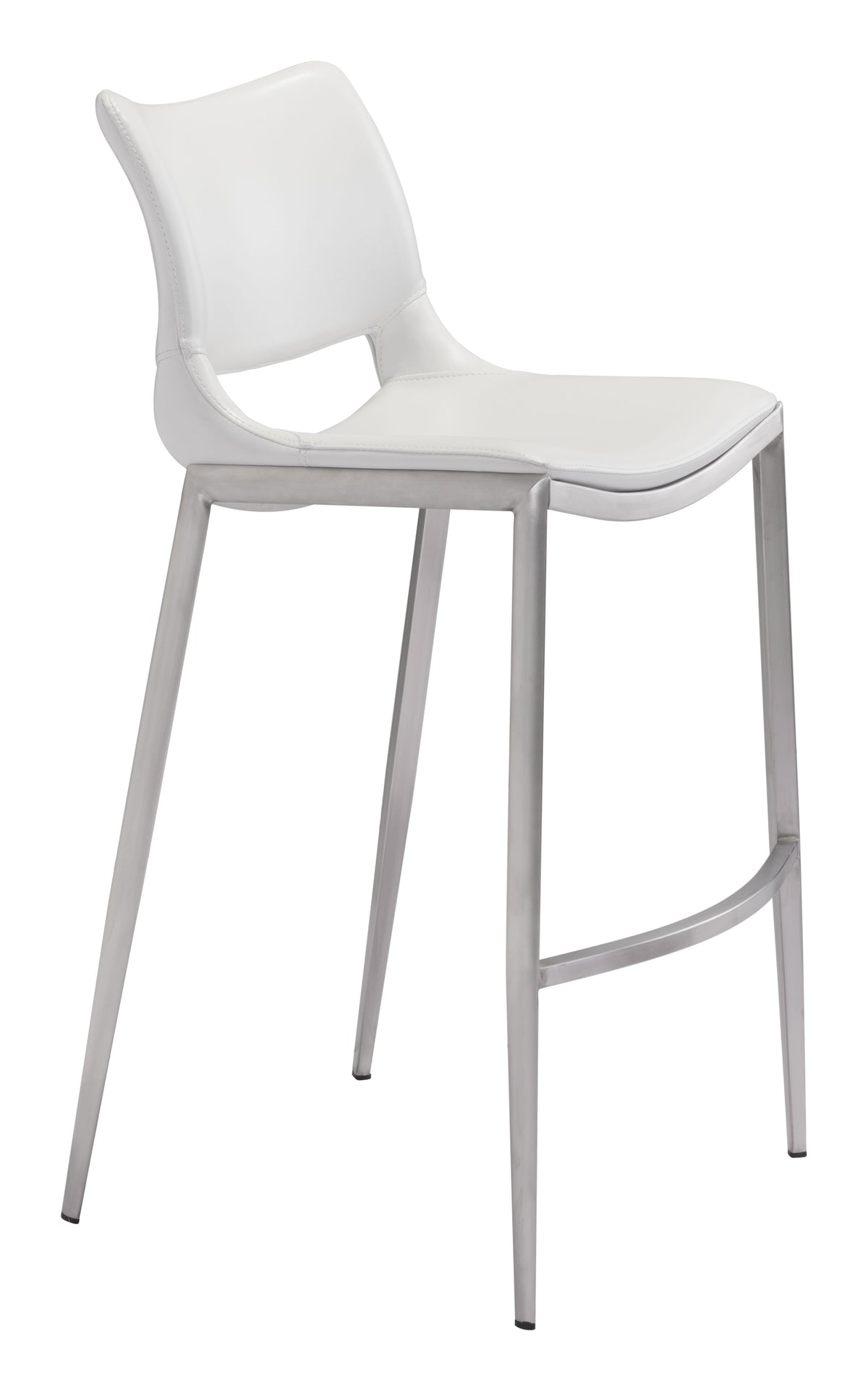 Ace Barstool (Set of 2) White & Silver