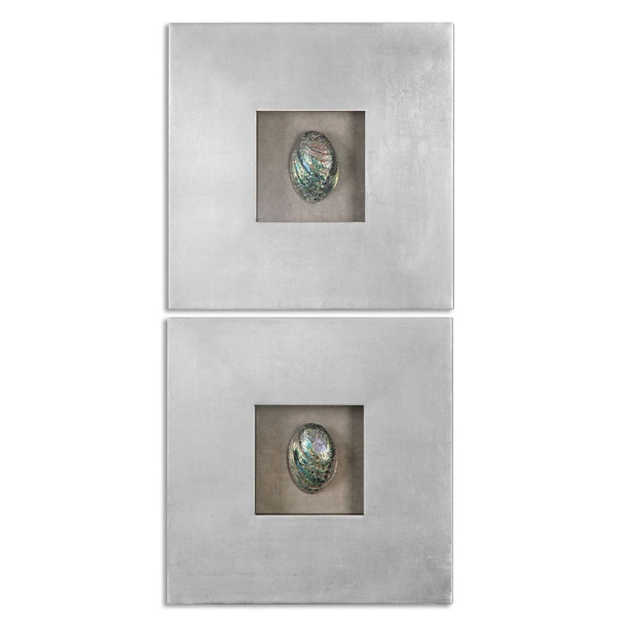 Uttermost Abalone Shells Silver Wall Art, S/2