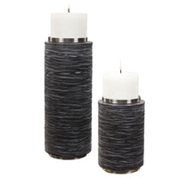 Uttermost Strathmore Stone Gray Candleholders, S/2