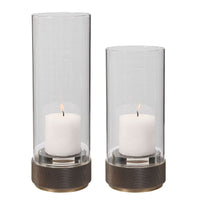 Uttermost Sandringham Brushed Brass Candleholders, S/2