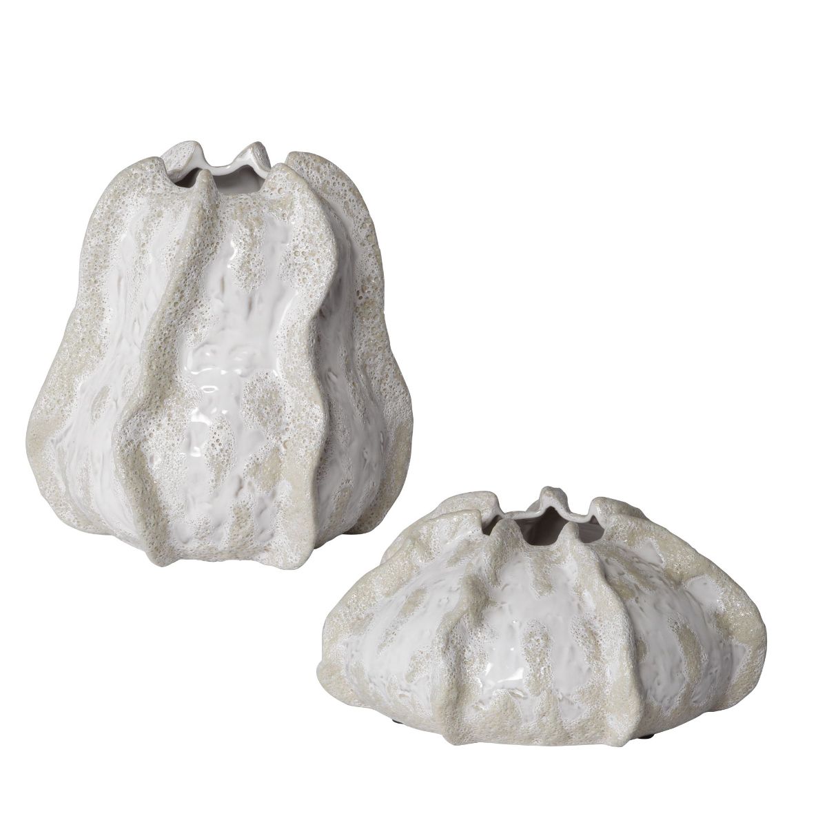 Uttermost Urchin Textured Ivory Vases, S/2