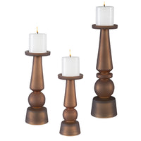 Uttermost Cassiopeia Butter Rum Glass Candleholders, S/3