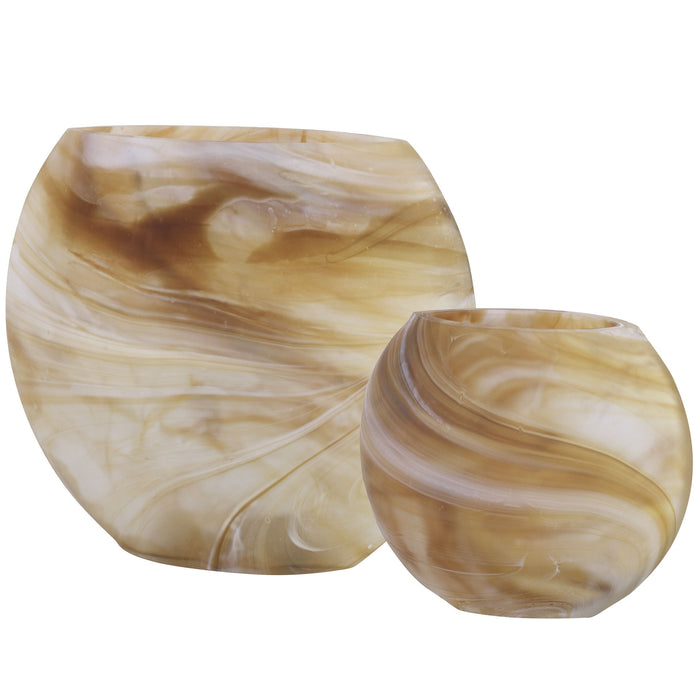 Uttermost Fusion Swirled Caramel & Ivory Vases, Set/2