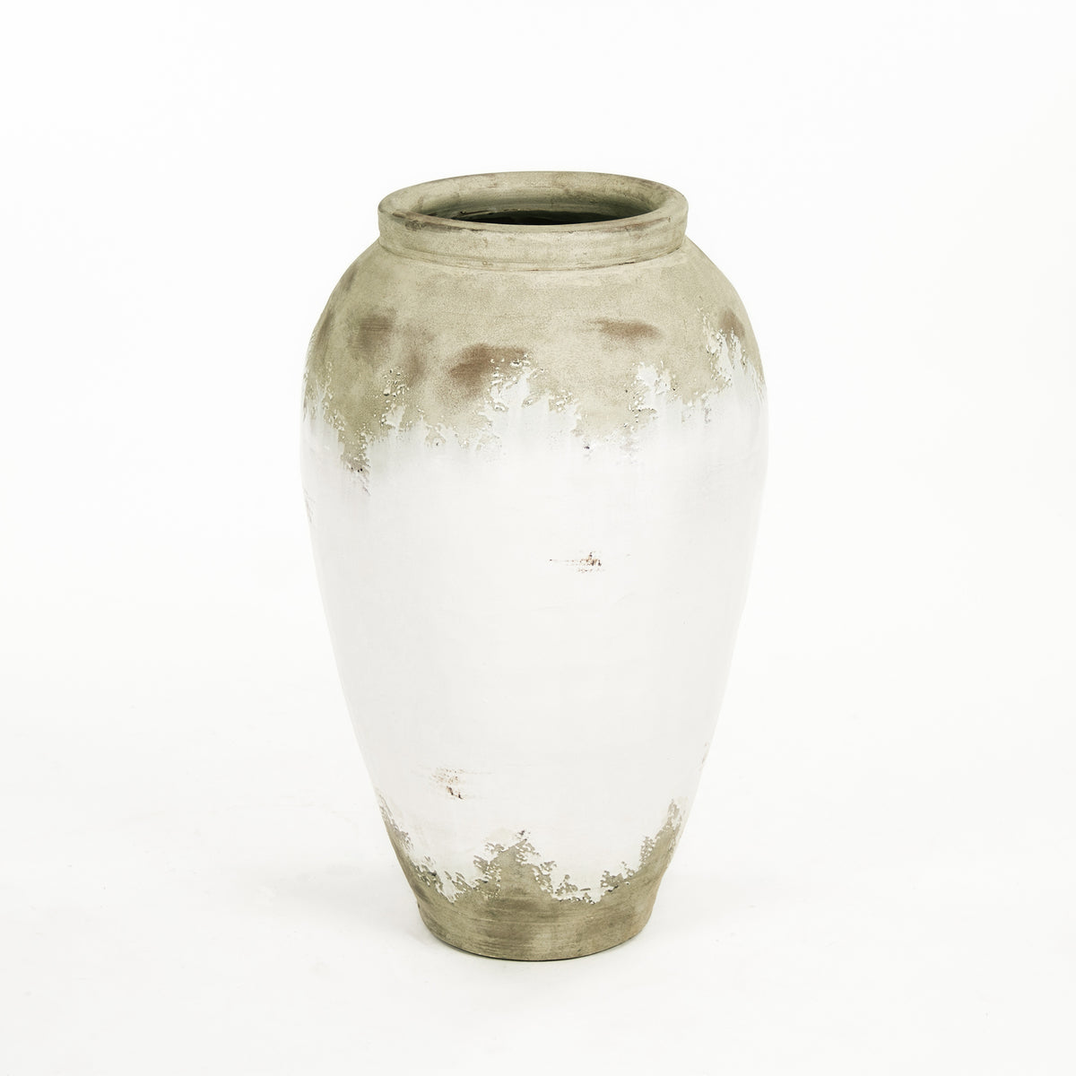 Distressed Off-White Large Vase (14A108) by Zentique